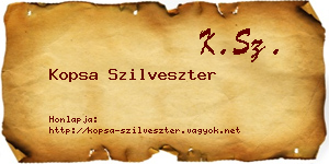 Kopsa Szilveszter névjegykártya